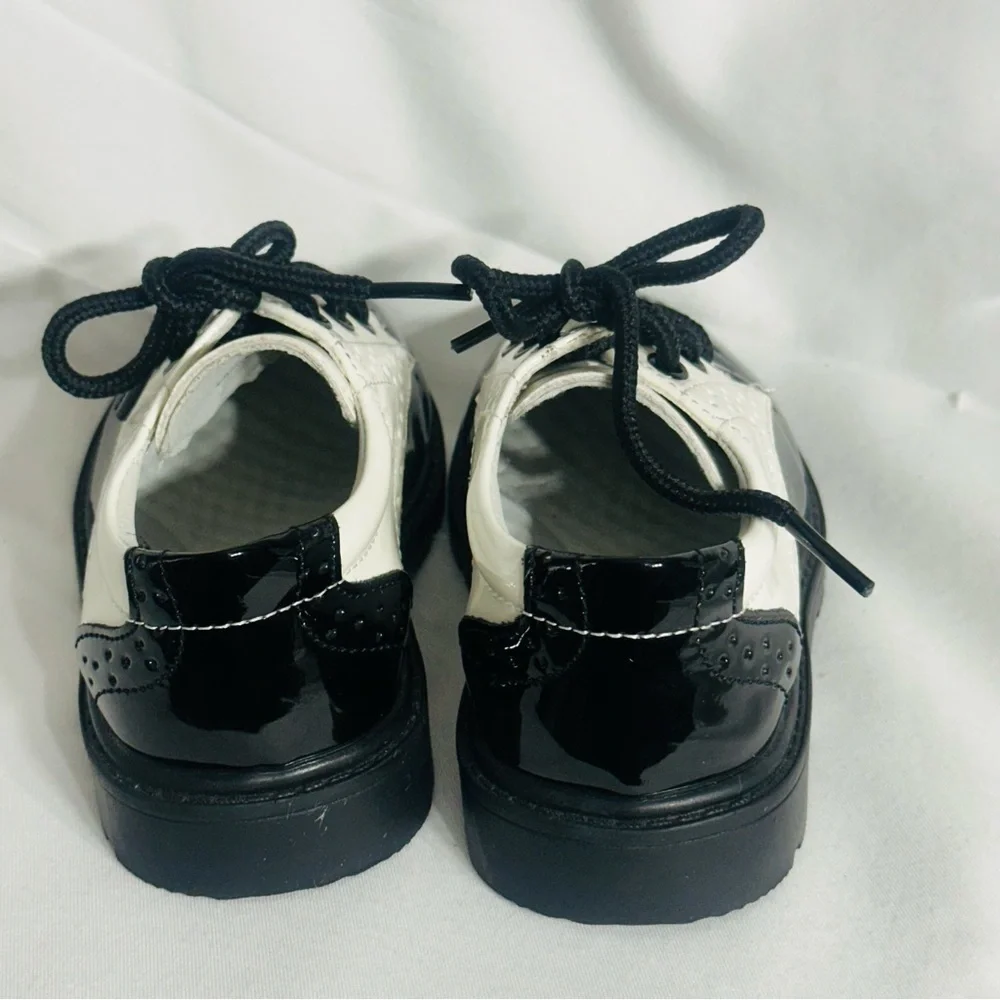 Unisex Toddler Oxford Saddle Shoes Black & White 24 mos Retro 50s Rockabilly EUC